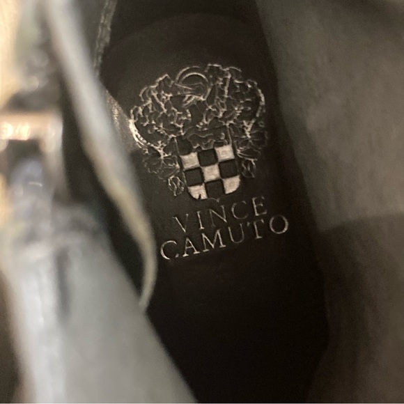 VINCE CAMUTO Sz 7.5 Grey Buckle Stacked Heel Almond Toe Western Vibe Booties - Picture 11 of 14